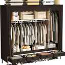 Portable Wardrobe with 4 Drawers, 4 Hanging Rods - 67" Tall Sweater Organizer, Sturdy Easy Temporary Bedroom Wardrobe Organizer, Brown, 18.1"D x 67.7"W x 66.9"H