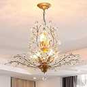 8-Light Crystal Chandelier, 30.7 Inch Gold Hanging Fixture
Vintage K9 Crystal Branch Pendant Ceiling Light, Adjustable Chain, E12 Bulbs Required, for Dining Room, Living Room, Foyer