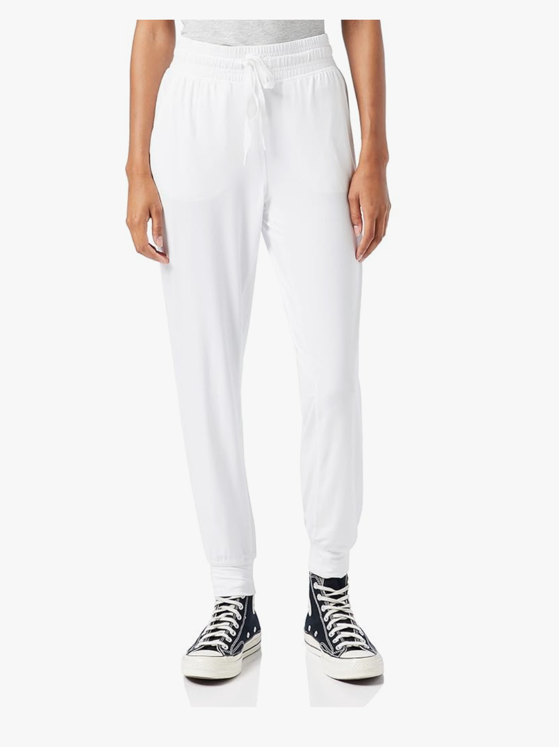 Amazon Essentials Athletic Pants for Women, Brushed Tech Stretch Lounge Joggers, Size -XXL, White