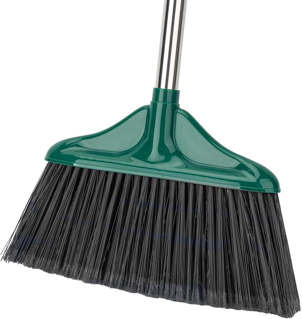 Broom Outdoor Indoor Commercial Broom with 50 inches Long Handle,Perfect for Home Courtyard Garage Kitchen Office Lobby Room Floor(Black)