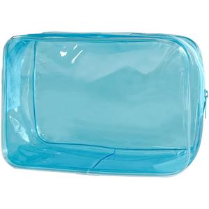 Neon TSA Approved Clear Toiletry Pouch, 7"x2.3"x4.7" Size, PVC Travel Makeup Bags for Toiletries, Transparent Cosmetic Bag for Women and Men Small (blue)