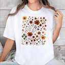 3 x Floral Graphic Tees for Women Boho Women's Vintage Floral Tops Wildflower Short Sleeve Casual T-Shirts Ladies Shirt (XXL)