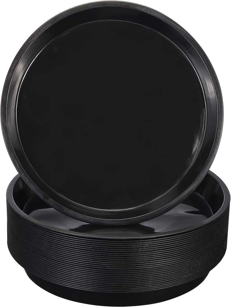 PATIKIL 30 Pack Plastic Plant Saucer, 10 Inch Plastic Plant Tray for Pots Flower Round Plant Dish Plant Drip Trays Water Tray Pot Drainage Tray for Indoors Outdoors Garden, Black