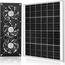 Solar 3 Fan Kit, 25W Solar Panel Powered Exhaust Fan for Outdoor Chicken Coop, Greenhouse & Shed, Intake or Exhaust Air for Cooling, IP67 Waterproof, 3500RPM, 15FT Cord