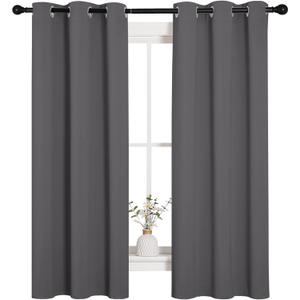 NICETOWN Grey Blackout Curtain Panels for Bedroom, Thermal Insulated Grommet Top Blackout Draperies and Drapes (2 Panels, W34 x L63 inches, Grey)
