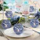 24 Pcs Blue Votive Candle Holders for Table Centerpiece, Vintage Glass Candle Holder Set for Wedding Decor Home Party Decoration