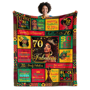 African American 70th Birthday Gifts for Women, Gifts for 70 Year Old Birthday Black Women Blanket 60"x50", 70th Birthdays Decorations for African Woman, 70 Year Old Birthdays Gift for Black Mom