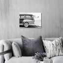 Hardy Gallery Coastal Wall Art Surfboard Pictures: Beach Wall Decor Seaside Black White Car Artwork Surfing Ocean Print in Canvas Painting for Bathroom 45" x 30"