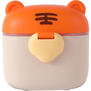 Liname Milk Formula Container - Powdered Milk and Baby Formula Dispenser, Baby-safe BPA-free Travel Food Storage with Strap Handle, Leveling Scraper, Scoop & Compartment - Tiger Design, 230g Capacity