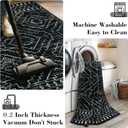 Wonnitar Moroccan 3x5 Rug, Black Washable Small Rug for Bedroom, Non-Slip Geometric Tribal Entry Throw Mat, Boho Farmhouse Rustic Soft Low Pile Area Rug for Bathroom Dining Guest Room (Black,3'x5')