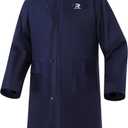RainRider Raincoat for Men Waterproof Long Rain Jacket with Stowable Hood Lightweight Rain Gear Poncho for Unisex (XX-Large, Navy)