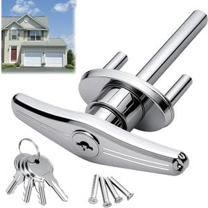 Garage Door Lock T-Handle, Garage Doors T Handle Lock with 4 Keys and 2 Sets Bolts, Fit 1-3/8" to 2" Thick Doors Universal Replacement with Mounting Hardware Garage Door Lock T-Handle, Garage Doors T Handle Lock with 4 Keys and 2 Sets Bolts, Fit 1-3/8" to 2" Thick Doors Universal Replacement with Mounting Hardware