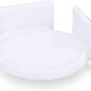 BRAINWAVZ Mini Circular Corner Shelf Mount for Security Cameras, Baby Monitors, Speakers, Plants & More, Universal Holder, Strong Adheasive, No Mess, Screwless (White)