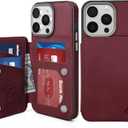GUERNICA for iPhone 16 Pro Wallet Case with RFID Blocking Card Holder for Women Men, Kickstand Shockproof Phone Case for iPhone 16 Pro(6.3"),Wine Red
