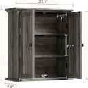 ChooChoo Bathroom Wall Cabinet, Over The Toilet Space Saver Storage Cabinet, Farmhouse Medicine Cabinet with 2 Doors and Adjustable Shelves, Cupboard, Retro Grey, 8.8"D x 21.1"W x 24"H