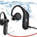 IP68 Waterproof Swimming Headphones with Mic, Stereo Sweatproof in-Ear Earphones, Noise Cancelling Headsets for Gym Running Workout, 16 Hours Playtime