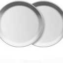 Steel Plates 2 Set 8 Inch Metal Round Dinner Plate Dishes for Serving/Snack/Camping, Dishwasher Safe Metal Dinner Plate