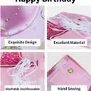 Happy 7th Birthday Backdrop Banner - 7 Birthday Party Decorations Supplies for Girls - Pink 3.9 x 5.9ft