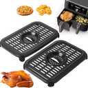 Air Fryer Grill Pan for Ninja, 2 Packs Replacement Air Fryer Crisper Plate Grill Plate Tray Accessories with Rubber Bumpers for Ninja Foodi DZ090 DZ201 DZ100, Dishwasher Safe