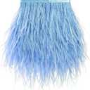 Soarer Light Blue Feather Trim - 2Yards 5-7inch Ostrich Feathers Fringe for DIY Sewing Clothing,Jewelry,Wedding,Home Party(Light Blue)