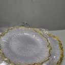 CN JIAHE 13inch Clear Acrylic Reef Gold Rim Charger Plates Set of 8, for Dinner, Wedding, Party, Event Decoration