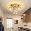 YLKP Modern Crystal Chandelier Glam LED Ceiling Chandeliers Remote Control Dimmable Lights for Dining Room Bedroom Living Room Foyer Light Gold