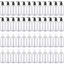 Eaasty 48 Pcs Pump Bottle Lotion Dispenser Refillable Shampoo Conditioner Hand Soap Dispenser Plastic Empty 8oz/250ml Clear Reusable Body Wash Container Bulk (Clear,Black)