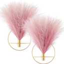 Pretty Jolly Boho Wall Decor, Wall-Mounted Metal Wall Decor, Hanging Artificial Pampas Display, Wall Art Living Room, Bedroom, Bathroom, Dining room, Plant Wall Decor 2 Pack Gold (S 7.8inch (Gold Ring), 06-Gradient-pink)