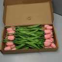 36 PCS White Tulips Artificial Flowers 13" PU Fake Flowers for Wedding Home Decor( Peach Coral)