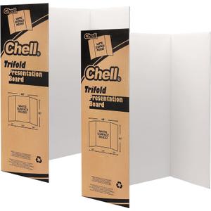 Chell 36" x 48" Large Trifold Poster Board, 2 Pack, White Corrugated Project Boards for Science Fair, School Projects, Event Displays and Business Presentations