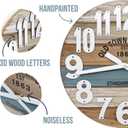 18" Wooden Multi-Color Maritime Coastal Beach Large Number Wall Clock (Blue, 18 inch)
