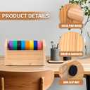 Kids Masking Tape Dispenser, Wooden Multi Roll Craft Tape Dispenser, Washi Tape Holder Organizer, Cutter for Gift Wrapping, Gift for Children Office Home School, Acrylic Serrated Cutter