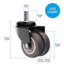 2 Inch Office Chair Wheels (Set of 10),Heavy Duty Grey Rubber Chair Casters Replacement, Desk Chair Wheels for Hardwood Floors and Carpet, Smooth & Quiet Universal Fit for Most Chairs(10 Pack)