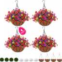 4 Set Artificial Faux Hanging Plants Flowers Basket for Summer, UV Resistant Artificial Flowers, Artificial Outdoor Flowers Hanging Basket, Front Porch Garden Patio Home Decor