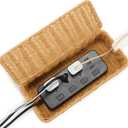 Delamu Handmade Rattan Small Cable Management Box, Cord Organizer with 2 Open Slots, Desk Cord Box Hider for Computer Router USB Hub Power Strip, 12.5" Lx 5.1" Wx 5.1" H, Natural