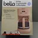 bella 12 Cup Programmable Coffee Marker, Reusable Dishwasher Safe Accessories, Easy LCD diaply, Auto Shutoff, 900 watt, Blossom