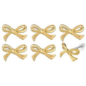 MorningRo 6  Pcs Bow Drawer Knobs Metal Bow Dresser Knobs Vintage Handles for Dresser Gold Handles for Home Bedroom Kitchen Cabinets Hardware Cupboard, 1.6 x 1 Inches