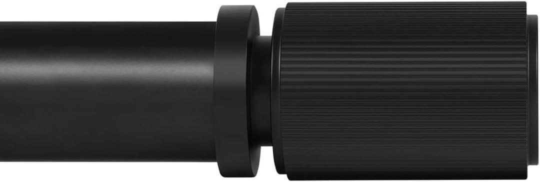 Ivilon Curtain Rods for Windows - Straight Knurling End Cap, 1 inch Diameter, Telescoping Adjustable Curtain Rod, 72 to 144 Inches. Color Black