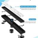 Shower Drain, 32 Inch Black Linear Shower Drain with Removable Tile Insert Grate, 2 in 1 Bathroom Modern 304 Stainless Steel Matte Black Shower Floor Drain with Adjustable Feet,Hair Filter