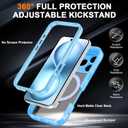 for iPhone 17 Pro Case with Magnetic Invisible Stand [Compatible with MagSafe] Military Drop Protection Shockproof Slim Translucent Skin-Touch Case Cover Light Blue