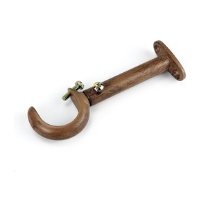ILAISIHOME Curtain Rod Bracket, 3 Pcs Faux Wood Color Aluminum Alloy Curtain Rod Holder for 1 or 1-1/8 Inch Single Curtain Rods (Faux Wood, 3 pcs)