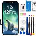 EFAITHFIX for iPhone 12/12 PRO Screen Replacement 6.1 Inch 3D Touch LCD Screen Display Full HD Digitizer Frame Assembly for 12/12 Pro with Repair Tools Screen Protector Waterproof Adhesive Sticker