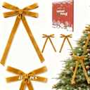 12 Pcs Khaki Velvet Bows for Christmas Tree, Rustic Crafts Velvet Ribbon for Wreath, Xmas Home Decor, Wedding, Outdoor & Indoor Holiday Ornaments, Pre-Formed Bows (7.817.7 Inch)