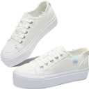 Obtaom Women Platform Canvas Sneakers White Comfort Play Fashion Sneakers Casual Lift Platform Lace Up Shoes Cute Low Top Walking Shoes for Lady (9)