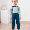 ZOEREA Toddler Baby Boy Suit Clothes Gentleman Wedding Outfits Long Sleeve Dress Shirt + Suspender Pants + Bowtie 1-5T (S)