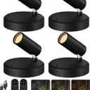 EZVALO Spotlights Indoor with Remote, 5500mAh Rechargeable Picture Lights, Wireless LED Uplighting with Timer & Dimmable, 3-CCT, Mini Plant Spot Lights for Painting, Artwork (4-Pack-Black)