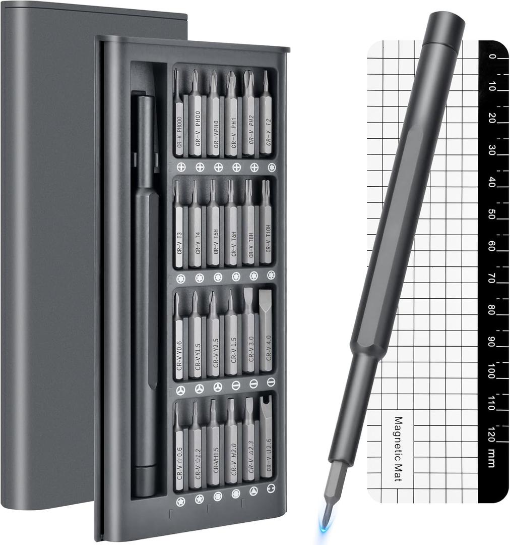 25-in-1 Mini Precision Screwdriver Set: Stocking Stuffers for Men Small Torx Bit Tool Set for Men,Magnetic Torque Repair Tool Kit for Electronics Macbook Watch Eyeglass Ring Doorbell,Birthday Gifts