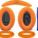 SOULWIT Ear Pads Cushions + Headband + Silicone Earpads Cover Protector, Replacement Kit for Bose QuietComfort 35 QC35, QC35 ii Over-Ear Headphones - Orange