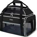 Lekereise Top-Expandable Pet Carrier 18x13x9.5 Inch Southwest Frontier Airline Approved Soft Sided Underseat to 15lbs Travel Carriers for Small Cats Dogs with Locking Safety Zippers Anti-Scratch Mesh (Black)