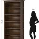 TVU 6-Tier Wooden Bookshelf, 76 Inch Tall Bookshelf with Storage, Floor Standing Modern Style Display Bookcase for Living Room, Office, Study Room, Entryway, Brown